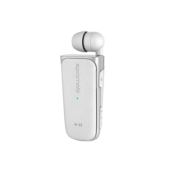 Promate Headsets & Earphones White / Brand New / 1 Year Promate, Retrax 3 Retractable Bluetooth Headset, Clip-On Hands-Free Bluetooth V4.1 Headphones with HD Sound Quality, Noise Cancellation and Built-in Mic for Smartphones, Tablets, PC, Laptops