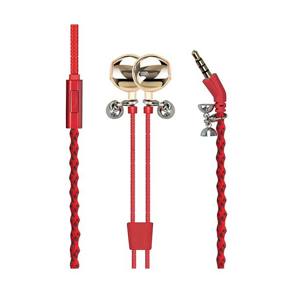 Promate Headsets & Earphones Brand New / 1 Year / Red Promate, Retro-2 1.2m Wristband Portable Stereo Earphones Fabric Cable Finish Hands-Free Built-in Mic
