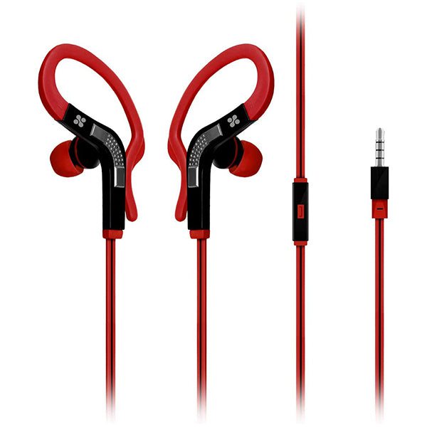 Promate Headsets & Earphones Red / Brand New / 1 Year Promate, Snazzy Earphone, Premium In-Ear Noise-Isolating Sweatproof Earhook Earbuds with Copper Cable and Built-In Microphone for iPhone X, Samsung Note 8, Smartphones, Tablets, PC, Gym