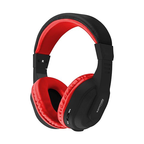Promate Headsets & Earphones Red / Brand New / 1 Year Promate, Tempo BT Wireless Headphones, 2-in-1 Wireless and Wired Bluetooth Headset with Microphone, Hi-Fi Sound, Soft Memory Earmuffs, Aux Cable and Noise cancellation for Smartphones, PC, TV