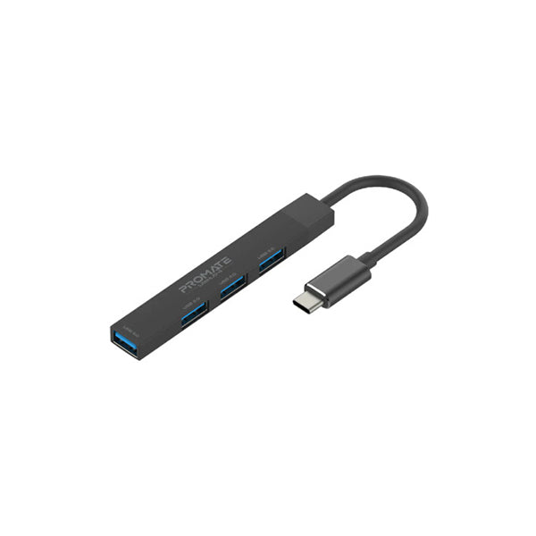 Promate Hubs Black / Brand New / 1 Year Promate, LiteHub-4 4-in-1 Multi-Port USB-C Data Hub