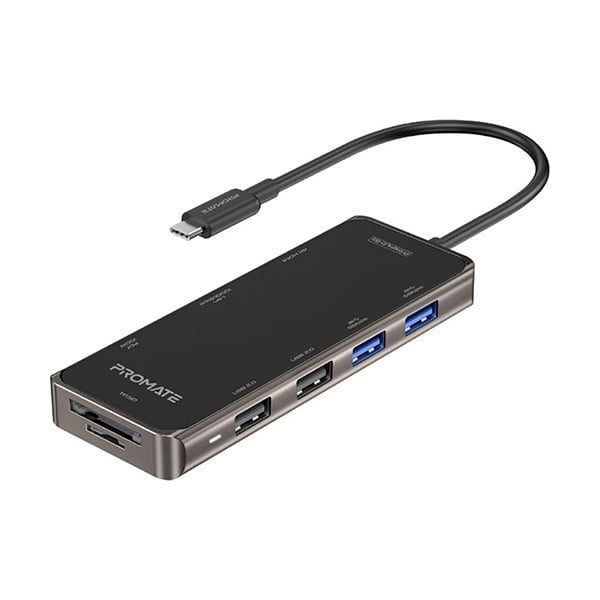 Promate Hubs Black / Brand New / 1 Year Promate, PrimeHub-Go Compact Multiport USB-C Hub with 100W Power Delivery
