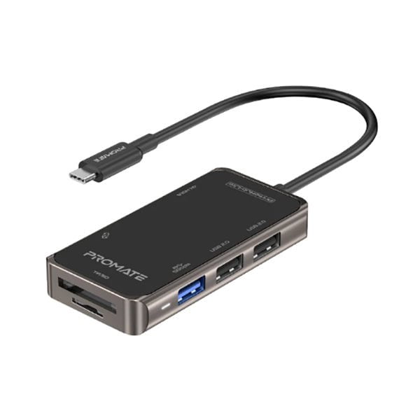 Promate Hubs Black / Brand New / 1 Year Promate, PrimeHub-Lite, 7-in-1 Ultra-Fast Compact Multi-Port USB-C Hub