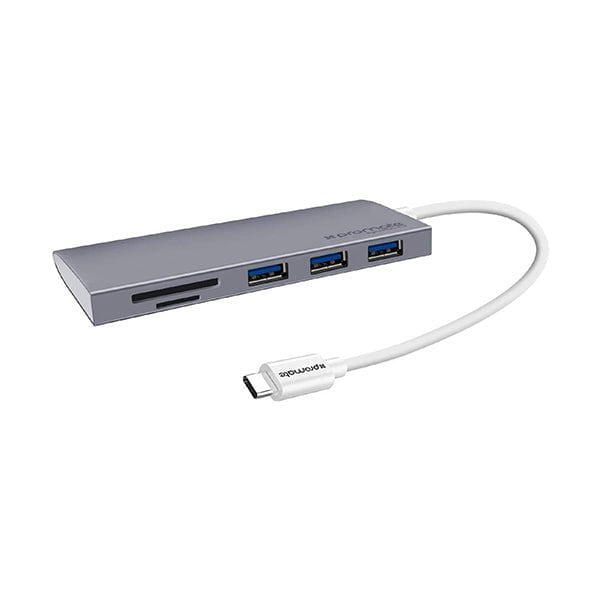 Promate Hubs Grey / Brand New / 1 Year Promate, Synchub-c3 Space Usb C Type C 3 In 1 Hub, 3 Port Usb 3.1 Hub, Micro Sd And Sd Card Reader Adapter For Lg Gram, Dell Xps 13 And Other Type-c Devices,