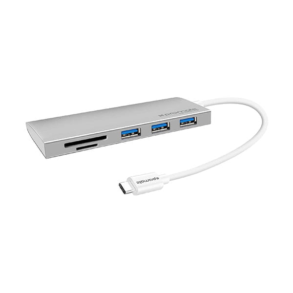 Promate Hubs Silver / Brand New / 1 Year Promate, Synchub-c3 Space Usb C Type C 3 In 1 Hub, 3 Port Usb 3.1 Hub, Micro Sd And Sd Card Reader Adapter For Lg Gram, Dell Xps 13 And Other Type-c Devices,