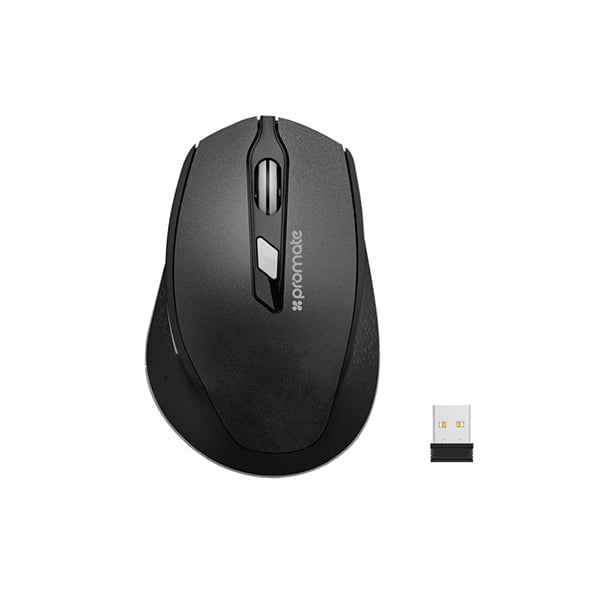 Promate Keyboards & Mice Black / Brand New / 1 Year Promate Clix-6 Wireless Mouse, 2.4G Ergonomic Designed Wireless Mice with USB Nano Receiver, 15m Working Distance, Auto Sleep Function and 3 Adjustable DPI for Laptops, PC, Tablets, iMac