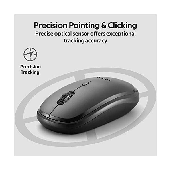 Promate Keyboards & Mice Promate Hover Wireless Mouse, Portable 2.4GHz Ergonomic Precision Tracking Optical Mouse with USB Nano Receiver, 3 Adjustable Dpi Levels and Low Power Consumption for Laptops, iMac, PC, Desktop