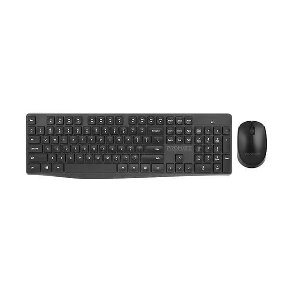 Promate Keyboards & Mice Black / Brand New / 1 Year Promate ProCombo-5 Wireless Keyboard and Mouse Combo, Ergonomic Super-Slim 2.4GHz Keyboard and Mouse Set with Nano USB Receiver, 1200 DPI, and Auto Sleep for Windows, Mac OS, Laptop, PC, AR/EN