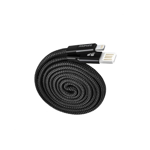 Promate Mobiles & Tablets Cables & Connectors Black / Brand New / 1 Year Promate 1.2-Meter Coiline-I Auto-Rolling Lightning Cable, Reversible USB-A Male to Lighting Cable, Durable Aluminium Alloy Auto-Rolling, 2A Fast Charge/Sync for All Apple Devices