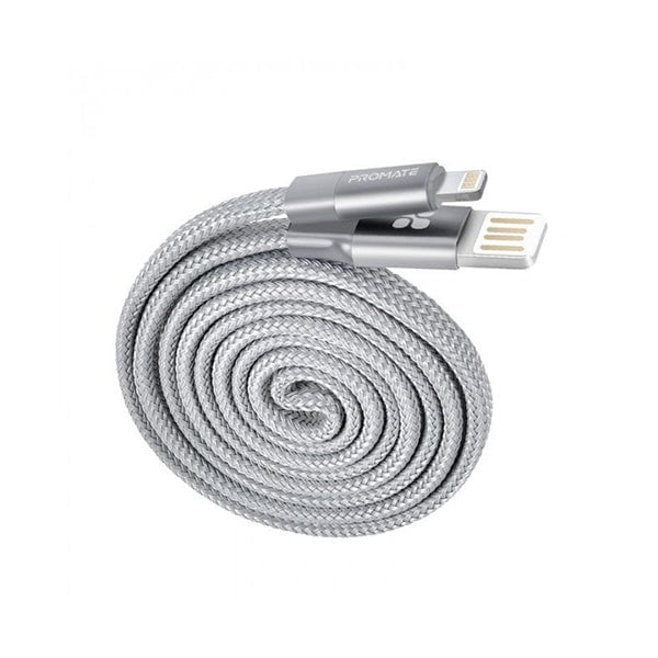 Promate Mobiles & Tablets Cables & Connectors Grey / Brand New / 1 Year Promate 1.2-Meter Coiline-I Auto-Rolling Lightning Cable, Reversible USB-A Male to Lighting Cable, Durable Aluminium Alloy Auto-Rolling, 2A Fast Charge/Sync for All Apple Devices