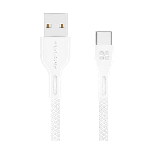 Promate Mobiles & Tablets Cables & Connectors White / Brand New / 1 Year Promate 1.2-Meter PowerBeam-C USB Cable, Durable 2A Ultra-Fast USB-A Male to USB-C, High-Speed Data Transfer, Over-Charging Protection, Over-Charging Protection for Type-C Enabled Devices