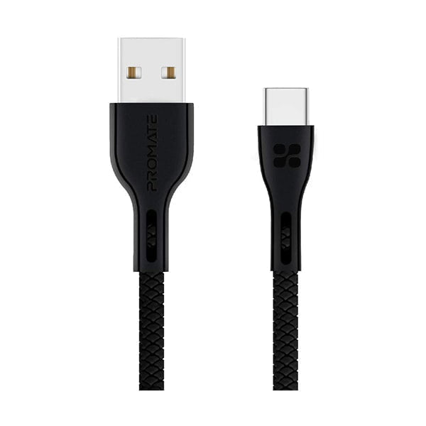 Promate Mobiles & Tablets Cables & Connectors Black / Brand New / 1 Year Promate 1.2-Meter PowerBeam-C USB Cable, Durable 2A Ultra-Fast USB-A Male to USB-C, High-Speed Data Transfer, Over-Charging Protection, Over-Charging Protection for Type-C Enabled Devices