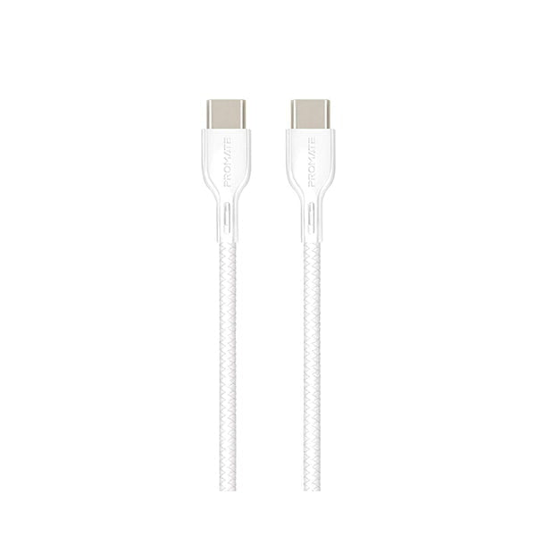 Promate Mobiles & Tablets Cables & Connectors White / Brand New / 1 Year Promate 1.2-Meter PowerBeam-CC USB Type C Cable, Ultra-Fast 3A USB Type-C Male to USB Type-C, with 60W Power Delivery