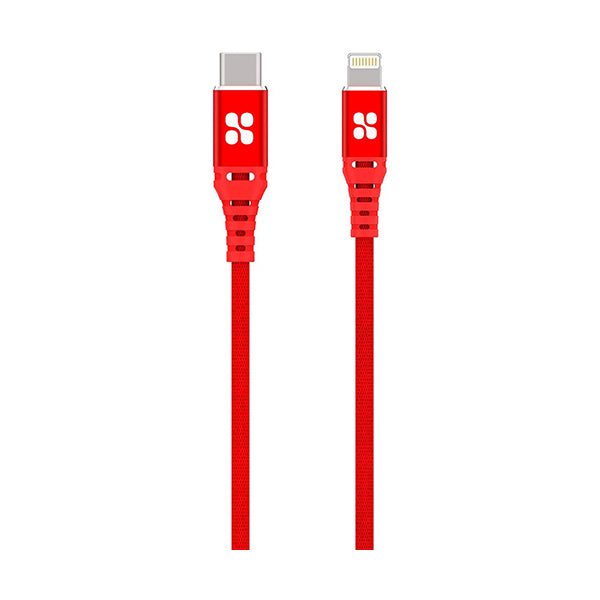 Promate Mobiles & Tablets Cables & Connectors Red / Brand New / 1 Year Promate 1.2-Meter PowerCord Lightning Cable, USB Type-C Male to Lightning Cable, Heavy Duty 29W Power Mesh-Armoured, Apple MFi Certified, Fast 3A Sync/Charge for Smartphones/Tablets/Laptops