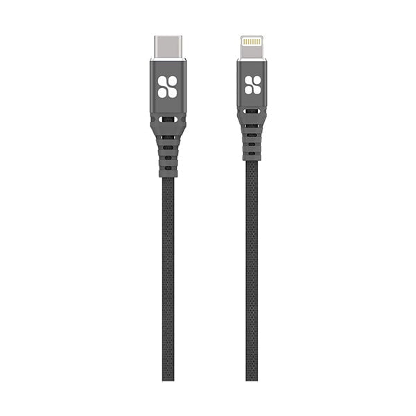 Promate Mobiles & Tablets Cables & Connectors Grey / Brand New / 1 Year Promate 1.2-Meter PowerCord Lightning Cable, USB Type-C Male to Lightning Cable, Heavy Duty 29W Power Mesh-Armoured, Apple MFi Certified, Fast 3A Sync/Charge for Smartphones/Tablets/Laptops
