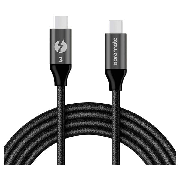 Promate Mobiles & Tablets Cables & Connectors Black / Brand New / 1 Year Promate 1-Meter ThunderLink-C20 USB Type-C Cable to USB-C Thunderbolt 3, Mesh Armored USB Type C to USB Type C Male, 100W Power Delivery, 4K Display Support and 20Gbps Transfer Speed for All Type-C Enabled Devices