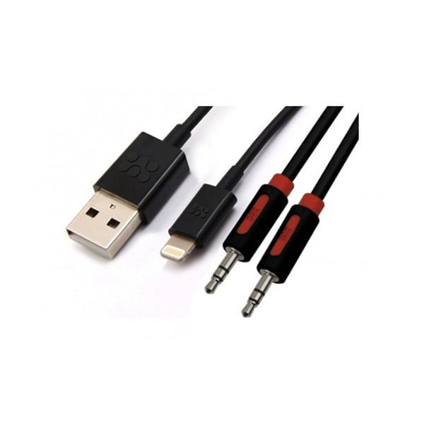 Promate Mobiles & Tablets Cables & Connectors Black / Brand New / 1 Year Promate LinkMate LTA Lightning Sync & Charge Cable with Audio Line-in Cable