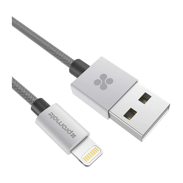 Promate Mobiles & Tablets Cables & Connectors Silver / Brand New / 1 Year Promate Linkmate Ltf2 iPhone Cable, Heavy Duty Mfi Certified Mesh-Armored Lightning To Usb Charge And Sync Cable With Short-Circuit Protection For Iphone, Ipad, Ipod