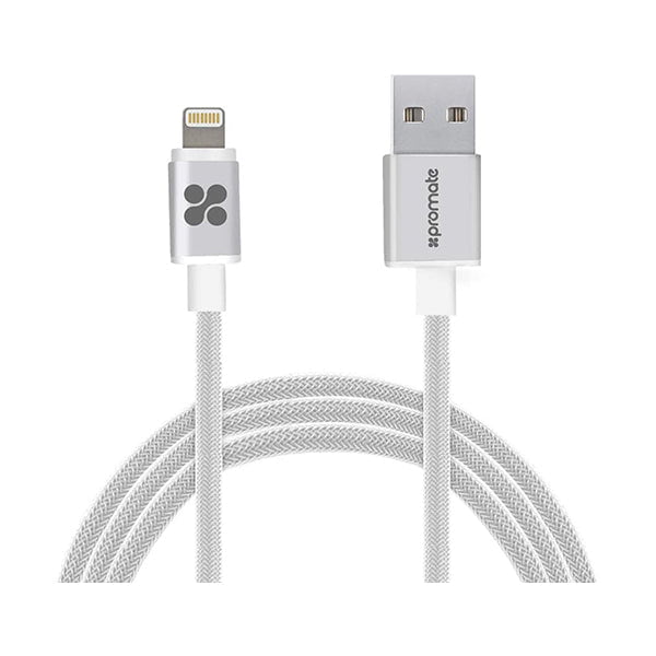 Promate Mobiles & Tablets Cables & Connectors Silver / Brand New / 1 Year Promate Linkmate LTM Apple MFi Certified Lightning Cable 1.2M USB Cable