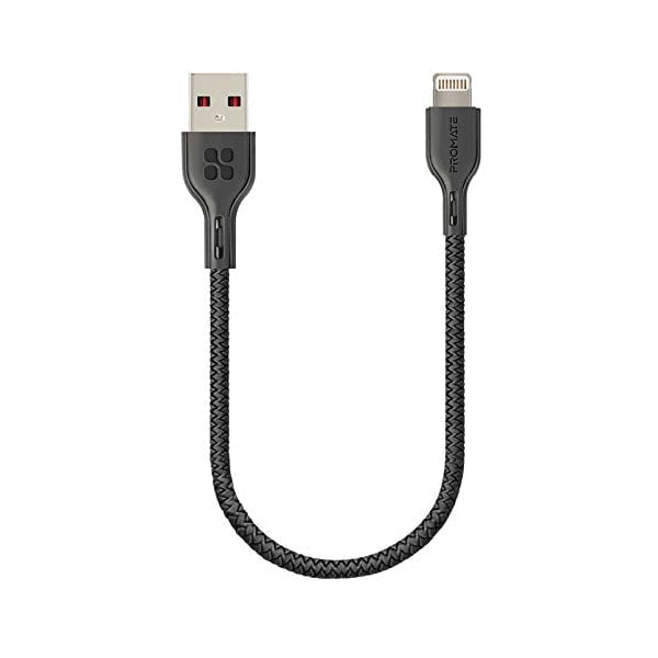 Promate Mobiles & Tablets Cables & Connectors Black / Brand New / 1 Year Promate PowerBeam-25I Lighting Cable 25cm Anti-Tangle USB to Lightning Connector Cable
