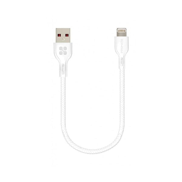 Promate Mobiles & Tablets Cables & Connectors White / Brand New / 1 Year Promate PowerBeam-25I Lighting Cable 25cm Anti-Tangle USB to Lightning Connector Cable