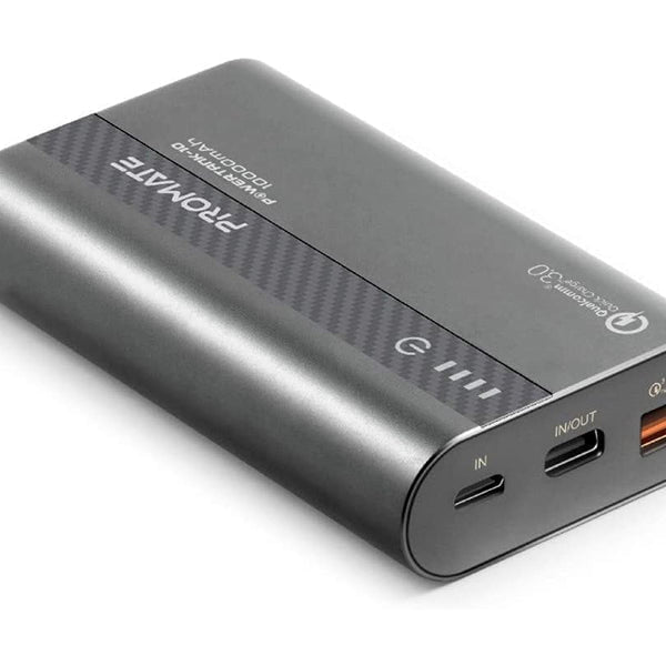 Promate Power Banks Grey / Brand New / 1 Year Promate PowerTank-10 Type-C Power Bank, Portable 10000mAh Power Delivery 18W USB-C Two Way Battery Charger with Qualcomm QC 3.0 and Over Charging Protection for iPad, iPhone XS, Samsung S9 Plus