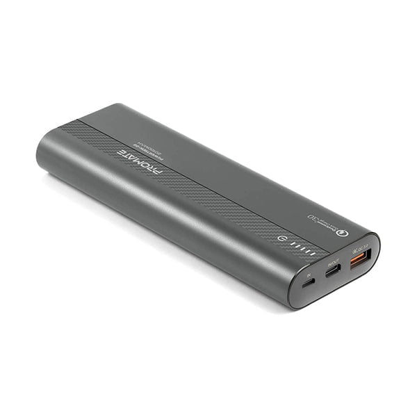 Promate Power Banks Grey / Brand New / 1 Year Promate PowerTank-20 20000mAh USB-C Power Bank, Ultra-Fast Qualcomm QC 3.0 External Battery Pack with 18W USB-C In/Out Power Delivery Port and Automatic Voltage Regulation for Smartphones