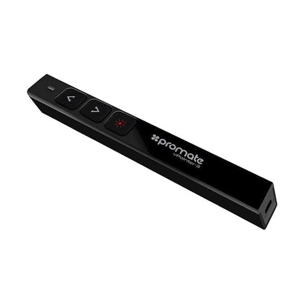 Promate Video Conferencing Devices Black / Brand New / 1 Year Promate, vPointer-3 Wireless Presenter, Ultra-Slim 2.4GHz with Built-In Red Laser Pointer and USB Receiver, Slideshow Control for Presentation, Reports, Lecture, Teaching