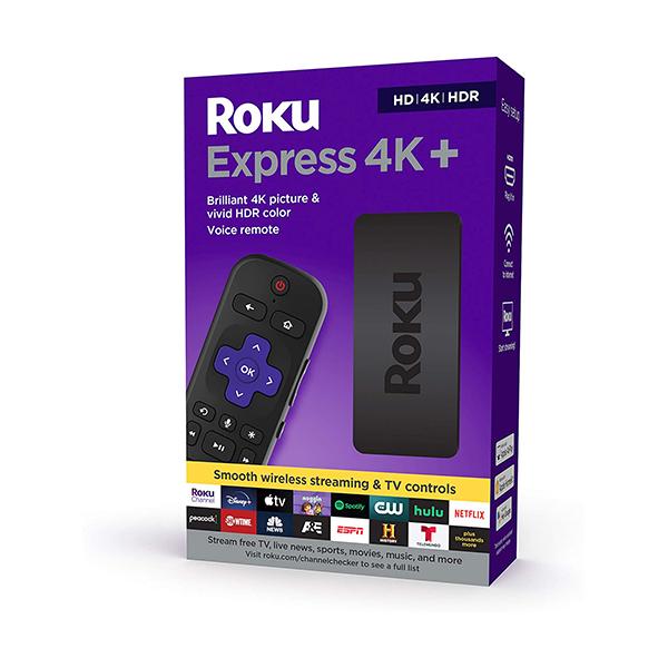 Roku Streaming Media Players Black / Brand New / 1 Year Roku Express 4K+ 2021 | Streaming Media Player HD/4K/HDR with Smooth Wireless Streaming and Roku Voice Remote with TV Controls, Includes Premium HDMI Cable