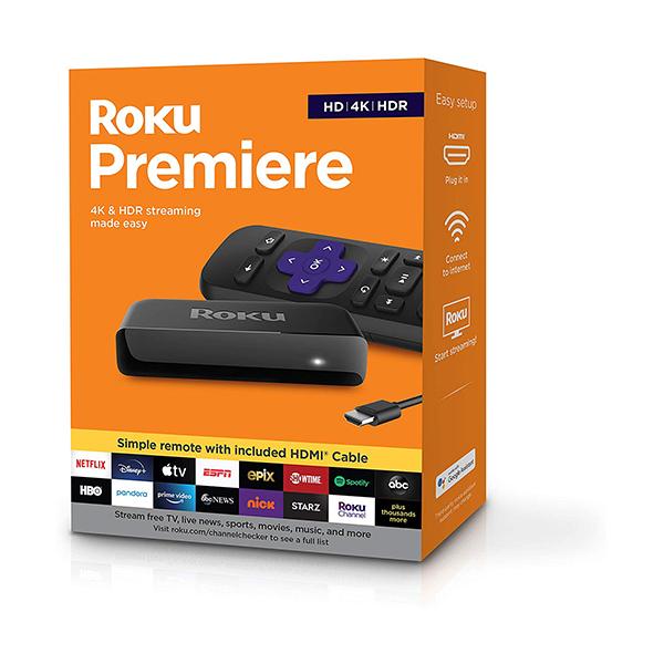 Roku Streaming Media Players Black / Brand New / 1 Year Roku Premiere | HD/4K/HDR Streaming Media Player, Simple Remote and Premium HDMI Cable