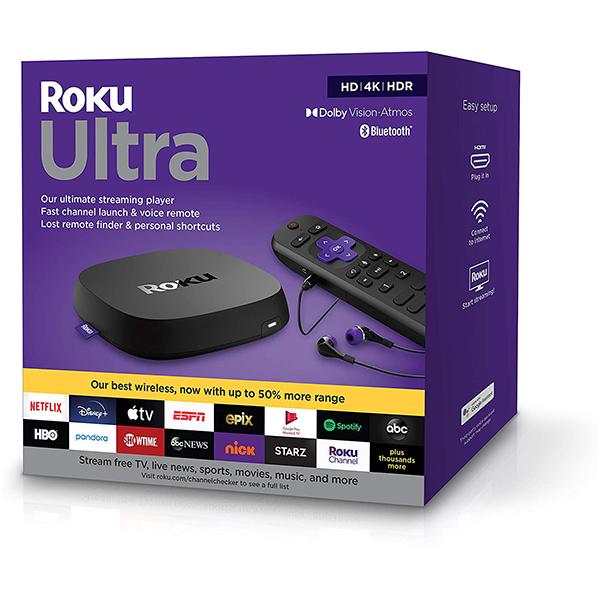 Roku Streaming Media Players Black / Brand New / 1 Year Roku Ultra 2020 | Streaming Device HD/4K/HDR/Dolby Vision with Dolby Atmos, Bluetooth Streaming, and Roku Voice Remote with Headphone Jack and Personal Shortcuts, includes Premium HDMI Cable