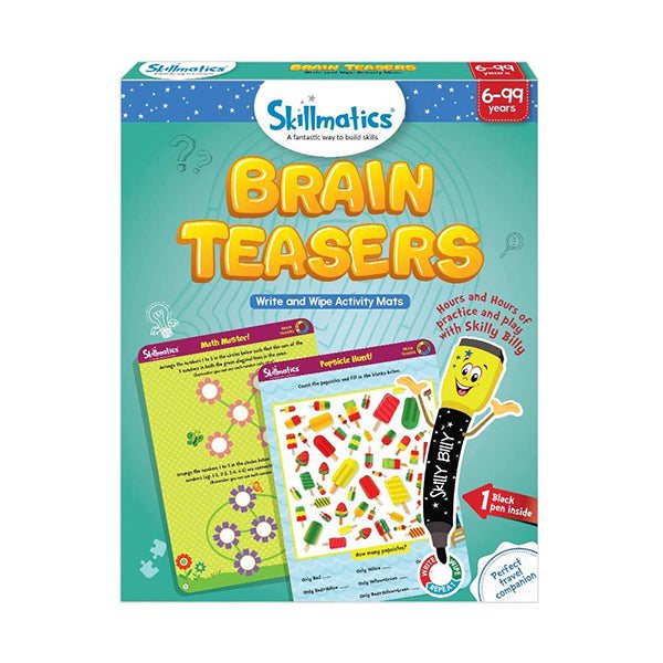 Skillmatics Educational Toys Brand New Skillmatics, Brain Teasers, 6-99 Years, Travel Toy & Learning Tools, Reusable Activity Mats with Dry Erase Marker, SKILL45BTS