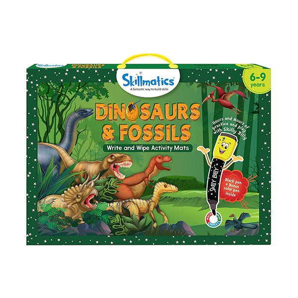 Skillmatics Educational Toys Brand New Skillmatics, Dinosaurs and Fossils, 6-9 Years, Learning Tools for Boys and Girls, Reusable Activity Mats with 2 Dry Erase Markers, SKILL83DFB