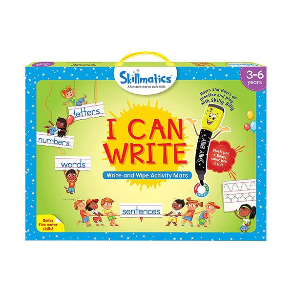 Skillmatics Educational Toys Brand New Skillmatics, I Can Write, 3-6 Years, Reusable Activity Mats with 2 Dry Erase Markers, Preschool Learning, SKILL17CWB