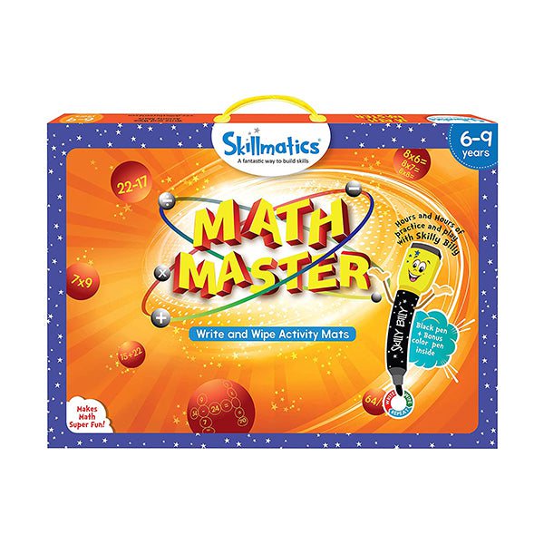 Skillmatics Educational Toys Brand New Skillmatics, Math Master, 6-9 Years, Reusable Activity Mats with 2 Dry Erase Markers, SKILL16MMB