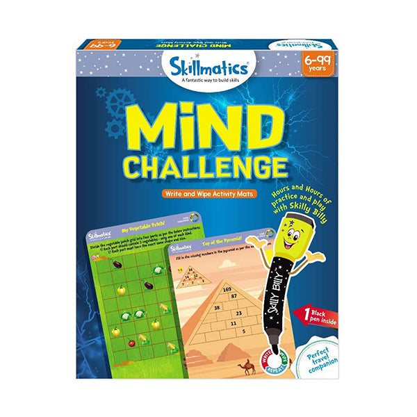 Skillmatics Educational Toys Brand New Skillmatics, Mind Challenge, 6-99 Years, Reusable Activity Mats with Dry Erase Marker, Travel Toy & Learning Tools, SKILL21MCS