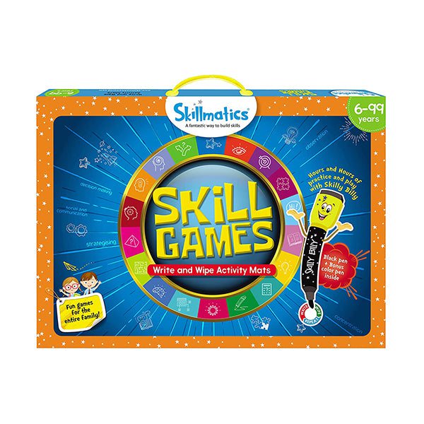 Skillmatics Educational Toys Brand New Skillmatics, Skill Games, 6-99 Years, Reusable Activity Mats with 2 Dry Erase Markers, Learning Tools, SKILL12SGB