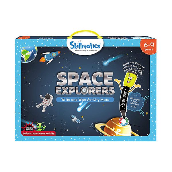 Skillmatics Educational Toys Brand New Skillmatics, Space Explorers, 6-9 Years, Reusable Activity Mats with 2 Dry Erase Markers, Easter Gifts & Creative Learning, SKILL06SEB