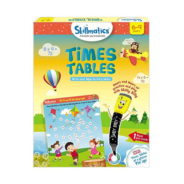 Skillmatics Educational Toys Brand New Skillmatics, Time Tables, 6-9 Years, Reusable Activity Mats with Dry Erase Marker | Easter Gifts, Travel Toy & Learning, SKILL07TTS