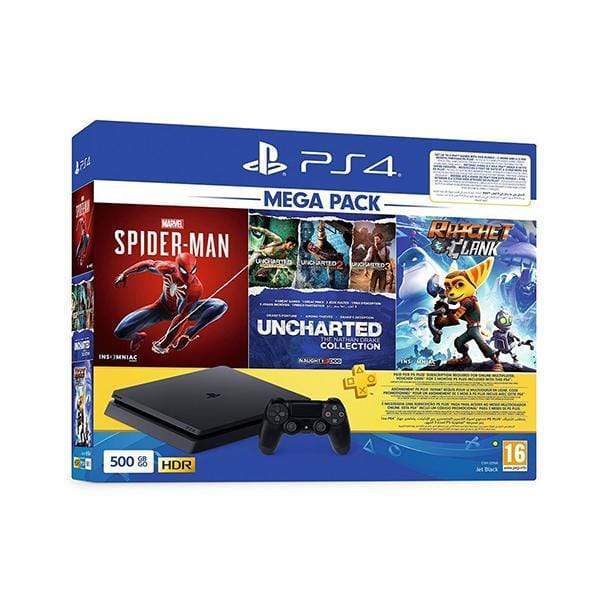 Mobileleb Sony PlayStation 4 Slim 500GB Bundle + Spider Man + Uncharted Collection + Ratchet & Clank + 3 Months PlayStation Plus Membership Card
