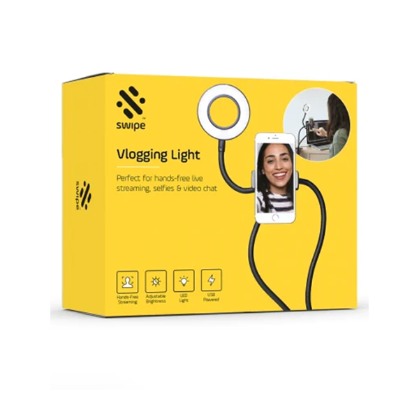 Swipe Ring Lights Black / Brand New Thumbs Up Swipe Vlogging Light, Perfect for Hands-free Live Streaming, Selfies & Video Chat