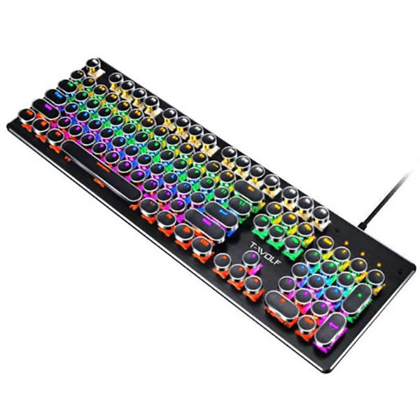 T-Wolf Electronics Accessories Black / Brand New T-WOLF True Mechanical Glowing High-End Punk Gaming Keyboard -T70A