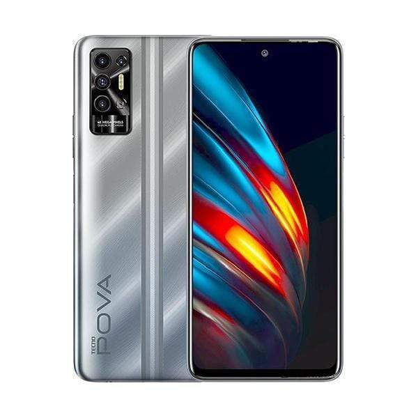 TECNO Mobile Phone Polar Silver / Brand New / 1 Year TECNO Pova 2, 4GB/64GB, 6.9" IPS LCD Display, Octa core CPU, Quad Rear Cam 48MP + 2MP + 2MP, Selfie Cam 8MP + Dual-LED Flash, Fingerprint (rear-mounted)