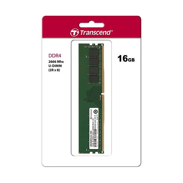 Transcend Computer Memory Brand new / 1 Year Transcend 16GB JM DDR4 2666 U-DIMM 2Rx8 1Gx8 CL 19 1.2V (JM2666HLB-16G) Desktop