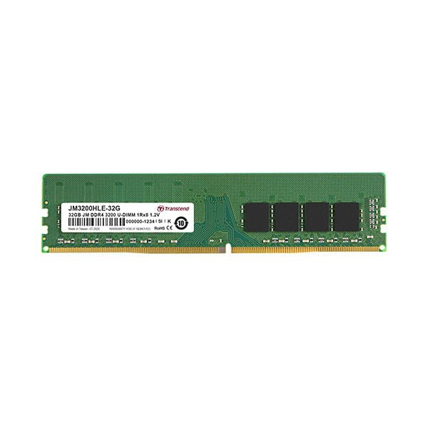 Transcend Computer Memory Brand new / 1 Year Transcend 32GB JM DDR4 3200Mhz U-DIMM 1Rx8 2Gx8 CL22 1.2V (JM3200HLE-32G) Desktop