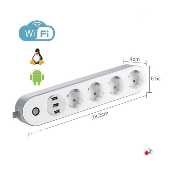 Tuya Smart Plugs White / Brand New / 1 Year Tuya 2M Smart Wi-Fi Control 4 X 1 Socket Block + 3 USB Ports App, Compatible with Android & IOS, SA-P402A
