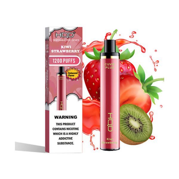 Vape Kiwi Strawberry HQD, Cuvie Plus Disposable Vape, 1200 Puffs, 5ml, 950mAh