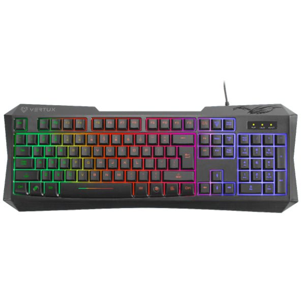 Vertux Keyboards Black / Brand New / 1 Year Vertux, Radiance Ergonomic Backlit Wired Gaming Keyboard A/E