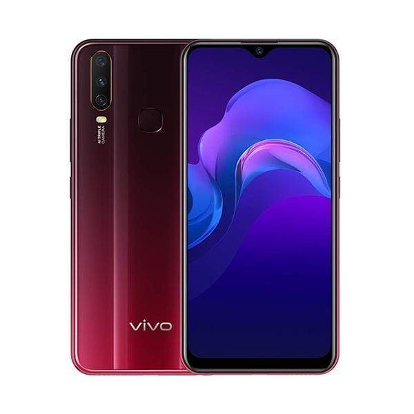 vivo Mobile Phone Burgundy Red / Brand New / 1 Year Vivo Y12, 3GB/64GB, 6.35″ Display, Octa-core, Rear Cam Triple 13MP + 8MP + 2MP, Selphie Cam 8MP