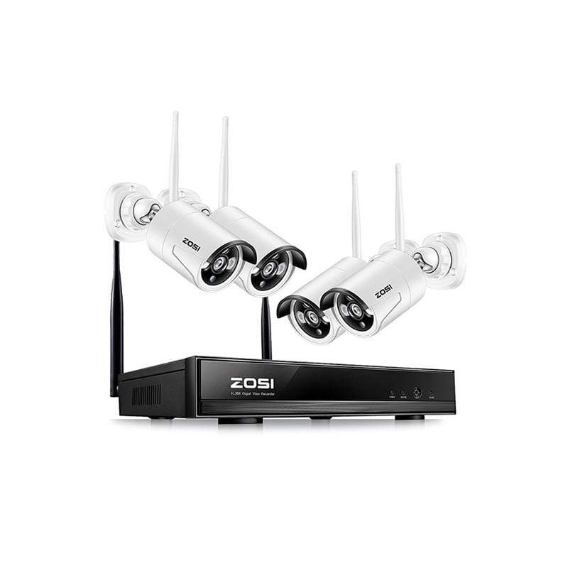 ZOSI Plug & Play Wireless 4CH CCTV Camera System P2P Wireless 1080P NVR & IP Camera 960P Outdoor Bullet Wifi Surveillance System